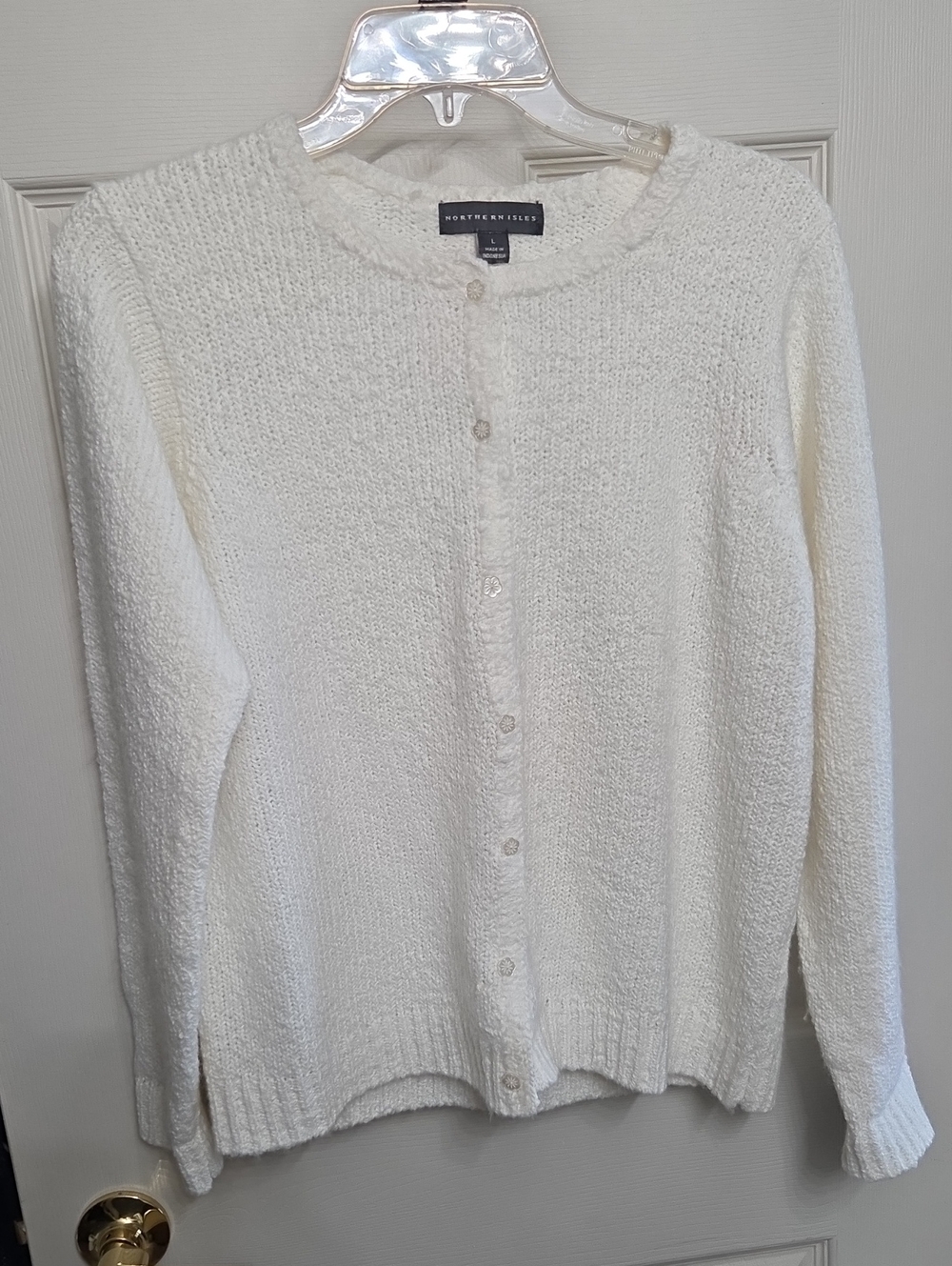 Northern Isles Ivory Button-Front Knit Cardigan